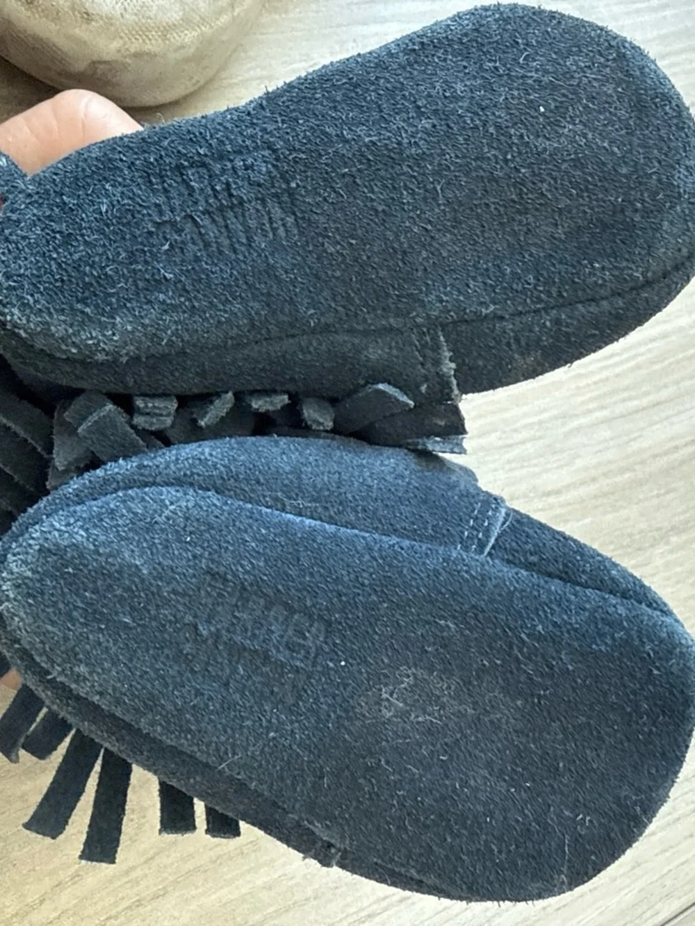 Navy Blue Suede Baby Moccasins